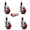 Service Caster 4'' Red Poly Swivel 1-1/4'' Expanding Stem Caster Set with Brake, 4PK SCC-EX20S414-PPUB-RED-TLB-114-4 - alternate 2